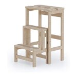 Tabouret pliant en bois de h�tre 3 marches h57cm ? capacit� 120 kg ? compact pour espaces restreints ...
