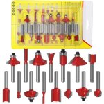 Shining house 15pcs 6. 35mm tige fraises  dfoncer kit coffret fraise pour defonceuse en carbure de ...