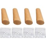 Shining house - lot de 4 pieds de meubles en bois massif inclin 20cm, pieds de rechange avec plaque ...