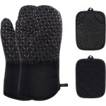 Shining house - gants de four gants de four 1 paire et manique silicone gants de cuisine cuisine avec ...