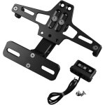 Shining house - support de plaque d'immatriculation de moto rglable en aluminium avec lumire led pour ...