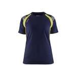 T - shirt de travail dtails fluo femme 3402 - marine / jaune fluo l