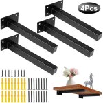 Equerre etagere 4 pcs industrielle support d'tagre murale fixation rtro, supports plateaux en mtal ...