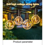 Guirlande lumineuse exterieure solaire, 7. 62m blanc chaud guirlande solaire exterieur avec 25 + 1 g40 ...