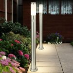 Lot de 2 lampadaires d'ext�rieur design en acier inoxydable lampes d'�clairage d'all�e de jardin d�tecteur ...