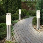 Etc - shop - lot de 3 lampadaires d'ext�rieur douilles d'�clairage sur pied en acier inoxydable lampadaires ...
