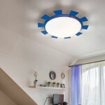 Etc - shop - applique murale chambre d'enfant lampe pour enfant plafonnier en verre bleu clair, soleil, ...