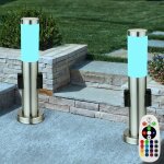 Ensemble de 2 lampadaires d'ext�rieur � changement de couleur rgb led lampes de chemin de jardin t�l�commande ...
