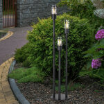 Lampadaire, chemin lumineux, lampadaire d'extrieur, lampadaire grille rtro, 3 flammes, mtal inox noir, ...