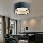 Plafonnier led effet toile lampe de salon abat - jour textile gris argent plafonnier moderne, blanc ...