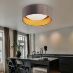 Etc - shop - plafonnier led effet toil lampe de salon abat - jour textile taupe or plafonnier moderne, ...