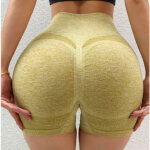 Shorts de yoga gainant fessier taille haute contour ventre sans couture �lastique femme fitness course ...