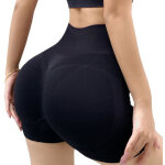Shorty de sport femme gainant short yoga ceinture haute pour v�lo fitness noir taille s m