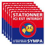 6 panneaux autocollants pour voiture mal gar�e . papier autocollant dissuasif carr� 'stationner ici c'est ...