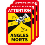 Autocollants attention angles morts pelle mécanique hydraulique (m0380). lot de 3 . - lot de 3 Autocollants attention angles morts pelle mécanique hydraulique (m0380). lot de 3 . - lot de 3