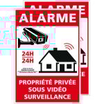 Signaletique. biz france - panneau alarme - proprit prive sous vido surveillance 24h / 24 avec loi. ...