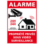 Signaletique. biz france - panneau alarme - proprit prive sous vido surveillance 24h / 24 avec loi. ...