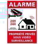 Panneau alarme - proprit prive sous vido surveillance 24h / 24 avec loi. g1651. sticker alarme, panneaux ...