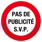 Panneau autocollant pas de publicit� s. v. p. adh�sif stop pub pour bo�te aux lettres 83 mm diam�tre. ...