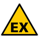 Panneau danger ex matires explosives atex - adhsif - 125 x 125 mm - conforme iso 7010