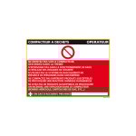 Signaletique. biz france - panneau fiche de poste compacteur � d�chets (c0799) - adh�sif - 300 x 420 ...