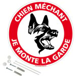 Signaletique. biz france - chien m�chant je monte la garde panneau de signalisation rond en pvc rigide ...