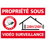 Signaletique. biz france - panneau propri�t� sous vid�o surveillance, panneau alarme - 24h / 24, sticker, ...