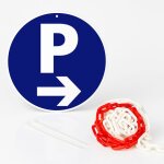 Signaletique. biz france - parking flche  droite disque rigide prperc avec chaine plastique rouge ...