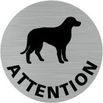 Signaletique. biz france - pictogramme attention au chien (q0168). - adh�sif aspect aluminium bross� ...