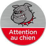 Signaletique. biz france - pictogramme attention au chien (q0168). - plaque aluminium bross� - diam�tre ...