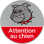 Signaletique. biz france - pictogramme attention au chien (q0468). - adh�sif aspect aluminium bross� ...