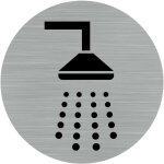 Signaletique. biz france - pictogramme douche. - adhsif aspect aluminium bross - diamtre 76 mm