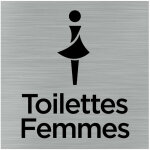 Signaletique. biz france - pictogramme toilettes femmes (q1049). - adhsif aspect aluminium bross -