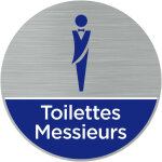 Signaletique. biz france - pictogramme toilettes hommes (q0465). - adh�sif aspect aluminium bross� - ...