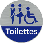Signaletique. biz france - pictogramme toilettes mixtes handicaps (q0463). - plaque aluminium bross ...