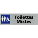 Signaletique. biz france - pictogramme toilettes mixtes (q0128). - adh�sif aspect aluminium bross� -