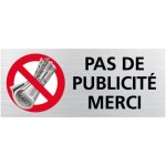 Signaletique. biz france - plaque bo�te aux lettres stop pas de publicit� merci ? adh�sive aspect alu ...
