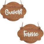 Signaletique. biz france - plaque de porte en bois avec ventouse et cordelette panneau ouvert ferm�, ...