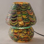 Signes grimalt - lampe de table style champignon avec motif mosaque dans les tons verts