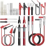 Silicone multimeter test leads kit 25pcs with replaceable gold - plated precision sharp probe set, alligator ...