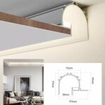 Profil� aluminium blanc 2m arrondi pour ruban led simple pour faux - plafond silumen