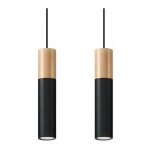 Silumen - suspension 2 lampes bois pour ampoule gu10 - noir