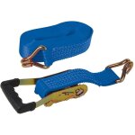 Silverline - sangle d'arrimage avec crochet en j et poignée caoutchoutée - 8 m x 50 mm - testé 1 300 ... Silverline - sangle d'arrimage avec crochet en j et poignée caoutchoutée - 8 m x 50 mm - testé 1 300 ...