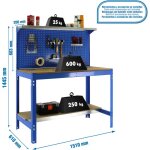Simonrack - simon rack - kit etabli 1440x1500x600mm charge 600kg - simonwork bt3 1500 bleu / bois
