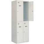 Simonrack - vestiaire m�tallique 2 porte, 1800x800x500 mm, 2 modules, serrure � cl� et a�rations, gris ...