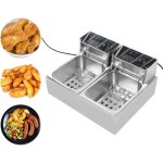Sjlerst - friteuse électrique avec double cylindre et double panier et minuteur, en acier inoxydable, ... Sjlerst - friteuse électrique avec double cylindre et double panier et minuteur, en acier inoxydable, ...