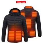 Sjlerst veste chauffante � capuche, veste chaude avec 3 niveaux de chauffage, interface usb, hommes femmes ...