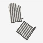 Sklum - set de gant et chiffon pour four edouard gris anthracite