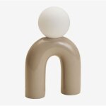 Sklum - lampe de table en c�ramique 30 cm avec boule en verre margot beige cr�me