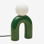 Sklum - lampe de table en c�ramique 30 cm avec boule en verre margot vert amazone